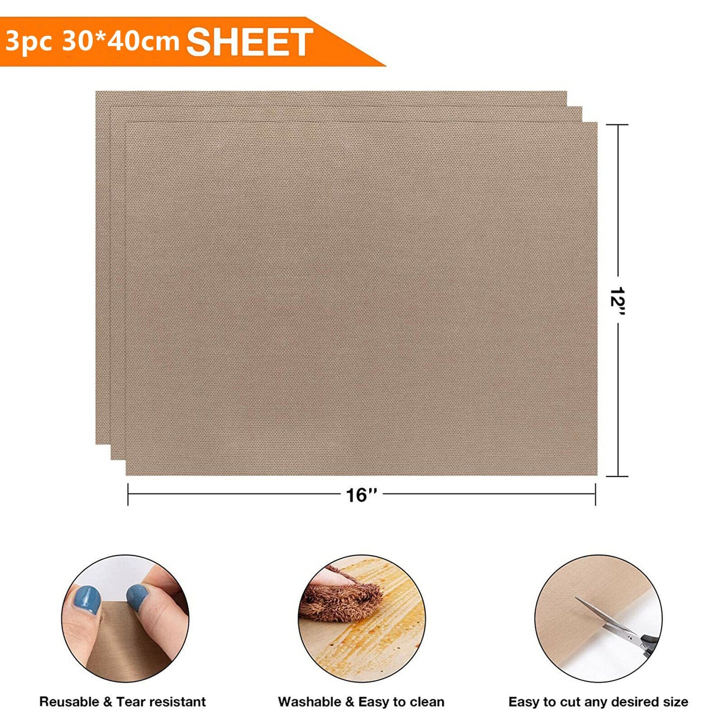 3pcs Reusable Oil-proof Baking Mat - essentialslifeshop