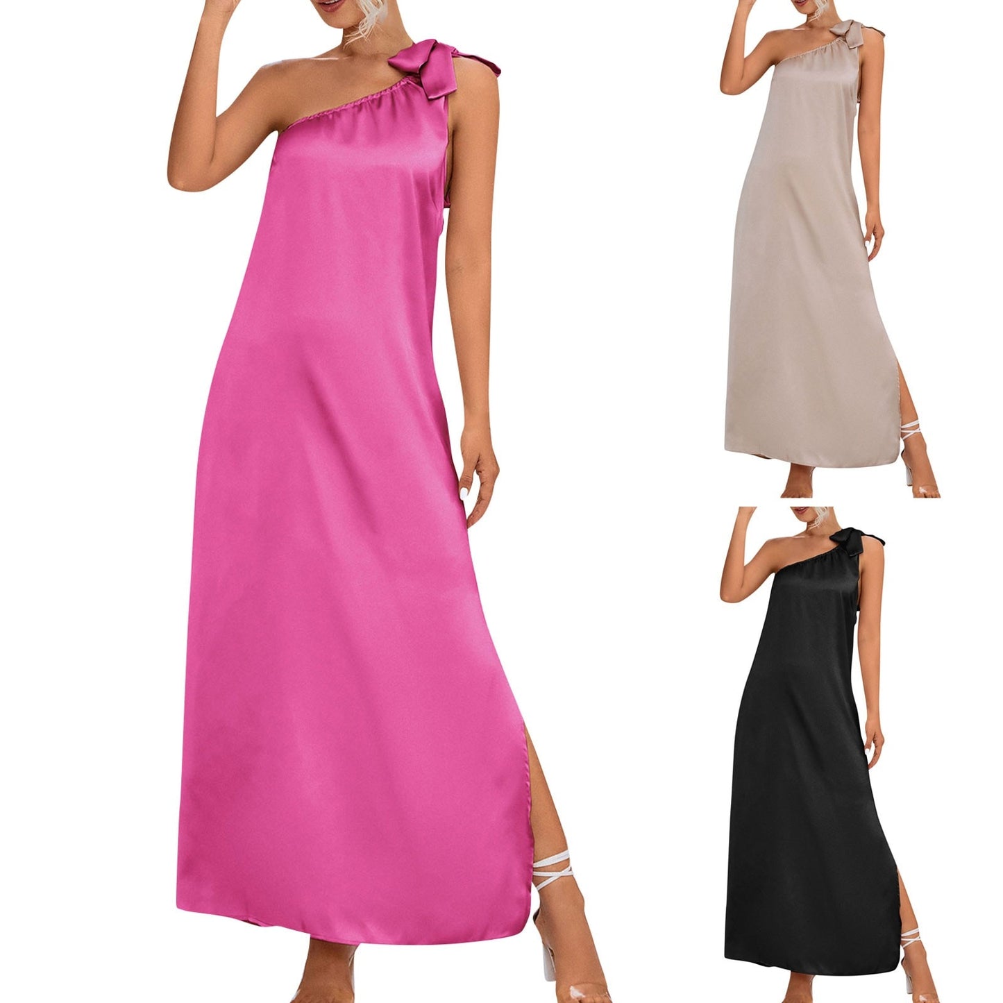 Slant Shoulder A-line Dress - essentialslifeshop