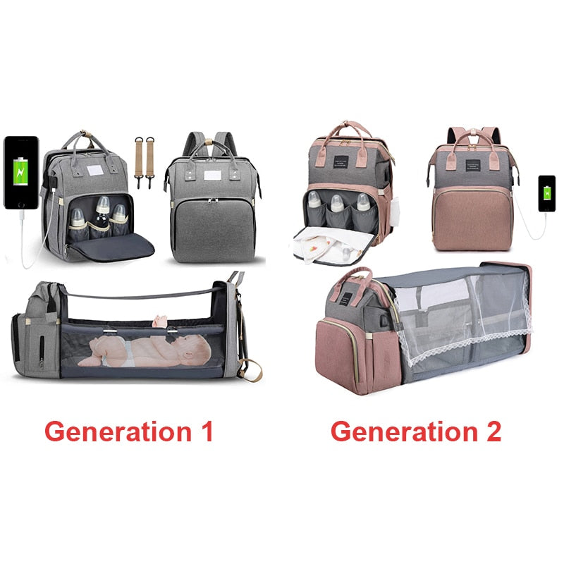 Folding Mommy Bag Portable Crib Bed - essentialslifeshop