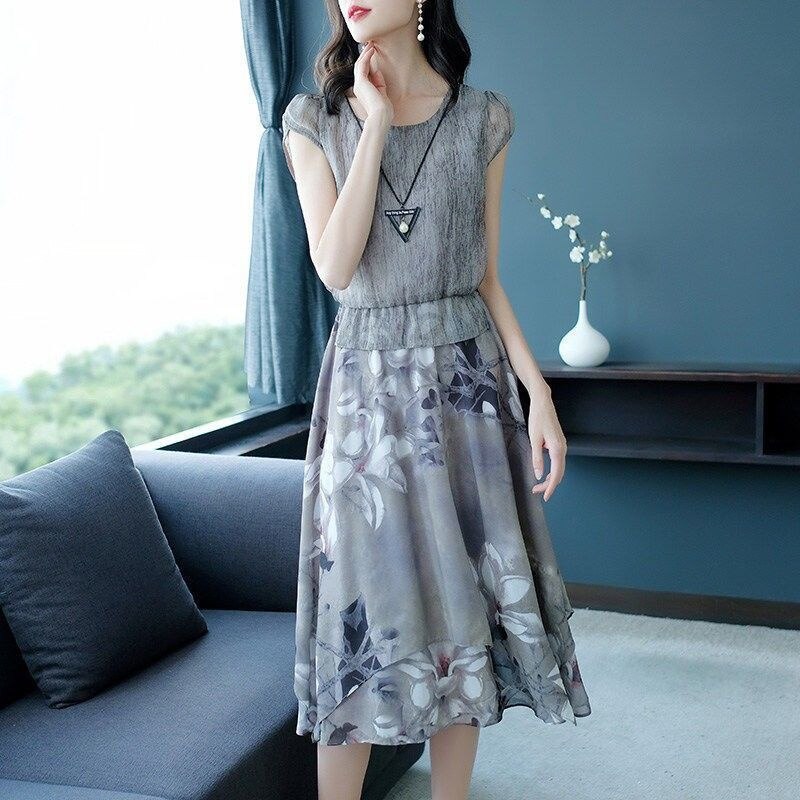 Loose Chiffon Female Midi Dress - essentialslifeshop