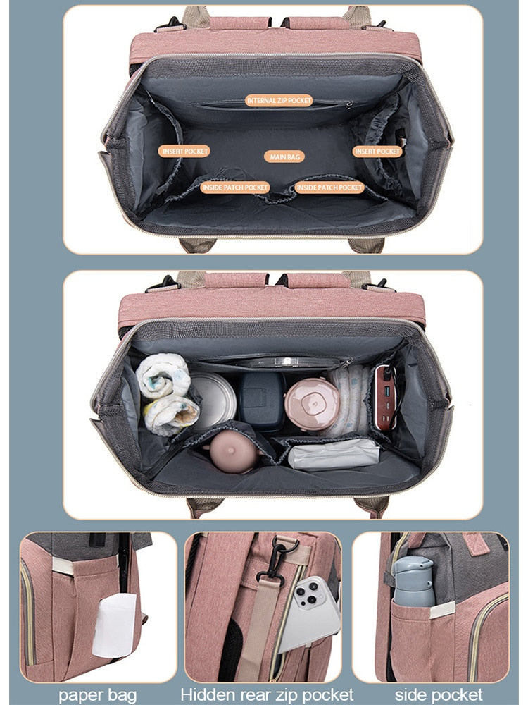 Folding Mommy Bag Portable Crib Bed - essentialslifeshop