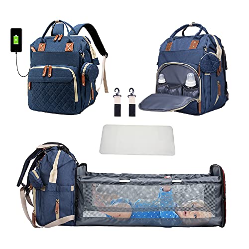 3 In 1 Diaper Backpack USB Charge with Changing Bed - essentialslifeshop