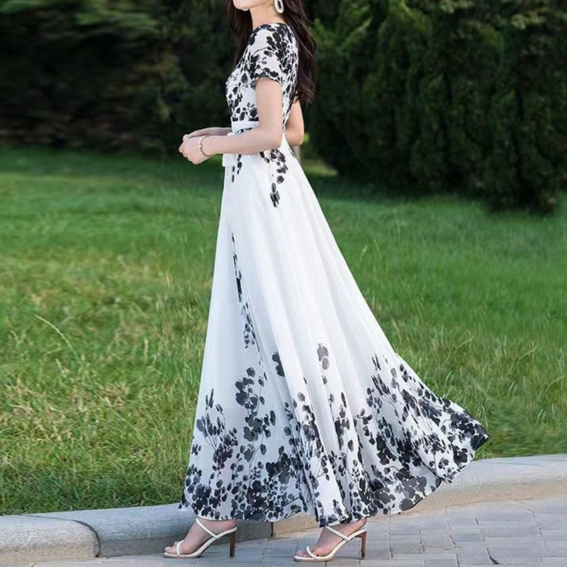 Vintage Ink Painting Printed Oversize Dress - essentialslifeshop