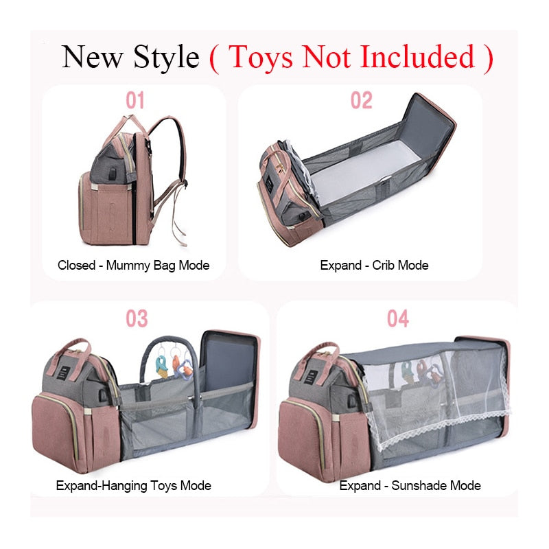 Folding Mommy Bag Portable Crib Bed - essentialslifeshop