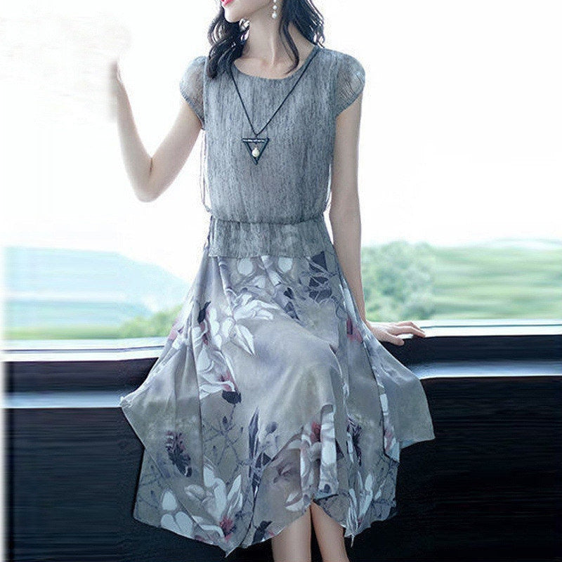 Loose Chiffon Female Midi Dress - essentialslifeshop