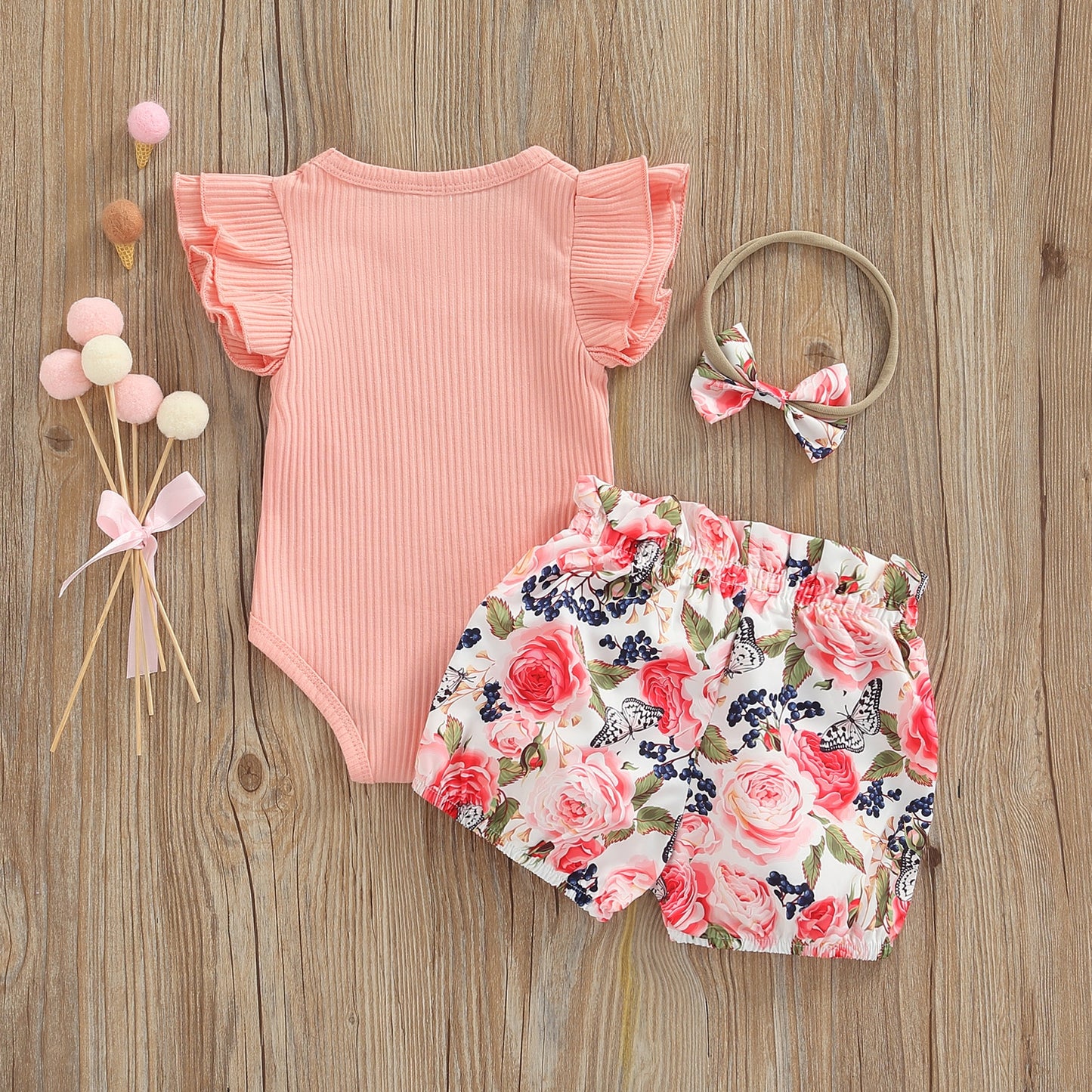 0-18M Infant Baby Girls Outfits w/ headband - essentialslifeshop