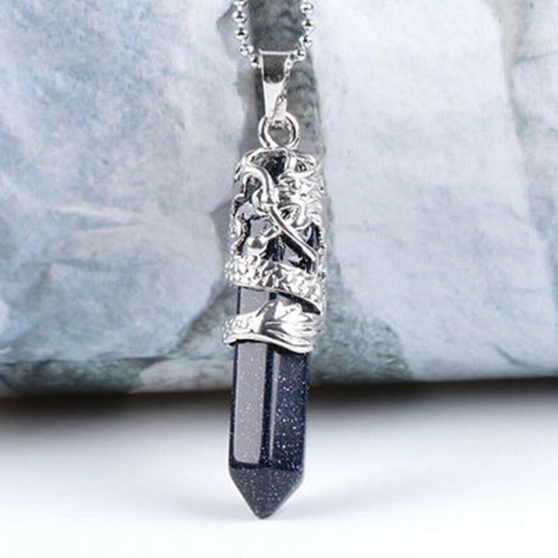 Crystal Point Hexagon Wand Necklace - essentialslifeshop