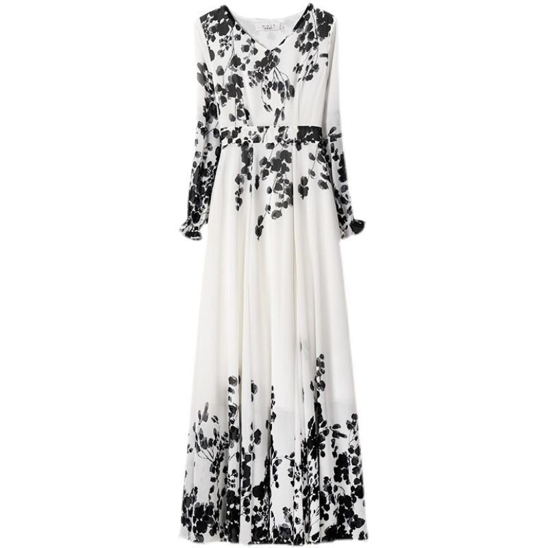 Vintage Ink Painting Printed Oversize Dress - essentialslifeshop