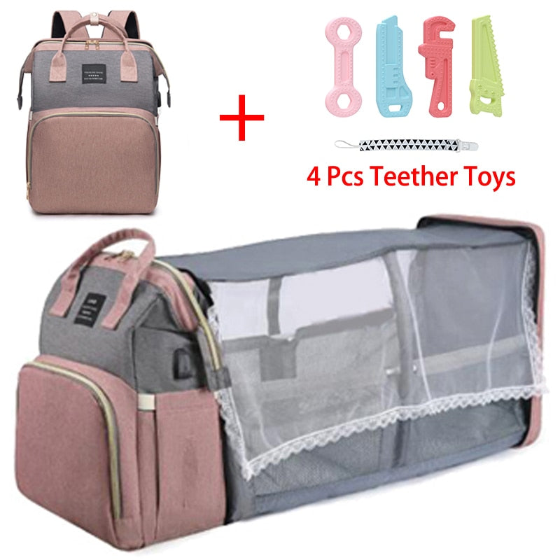 Folding Mommy Bag Portable Crib Bed - essentialslifeshop