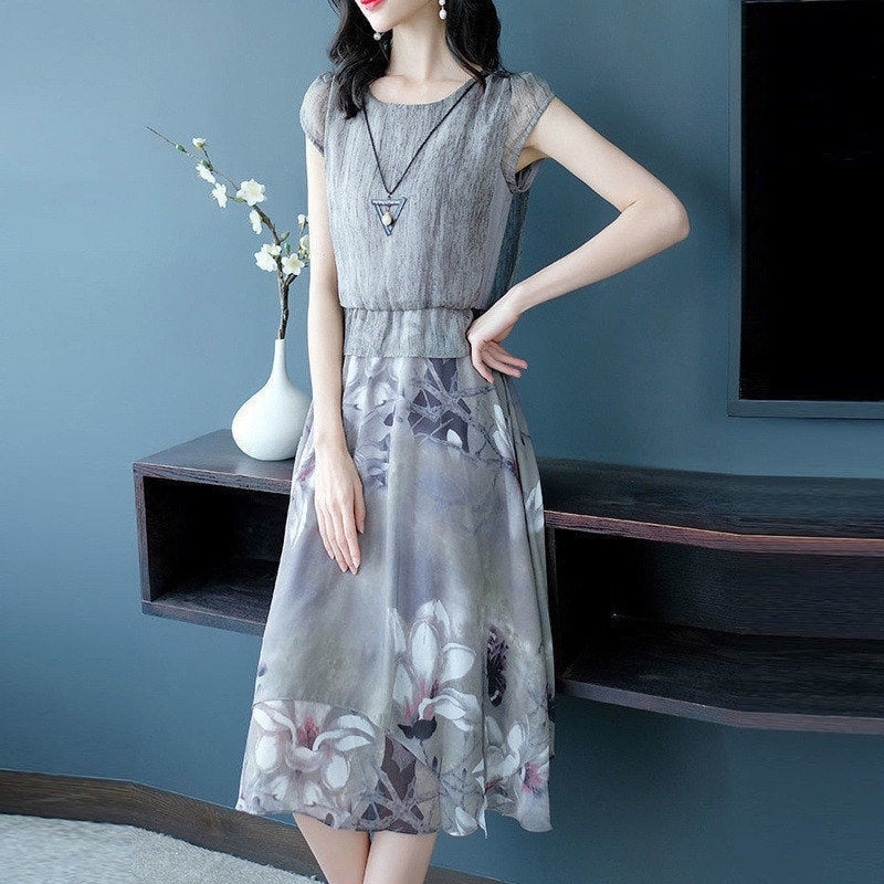 Loose Chiffon Female Midi Dress - essentialslifeshop