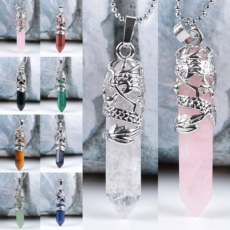 Crystal Point Hexagon Wand Necklace - essentialslifeshop