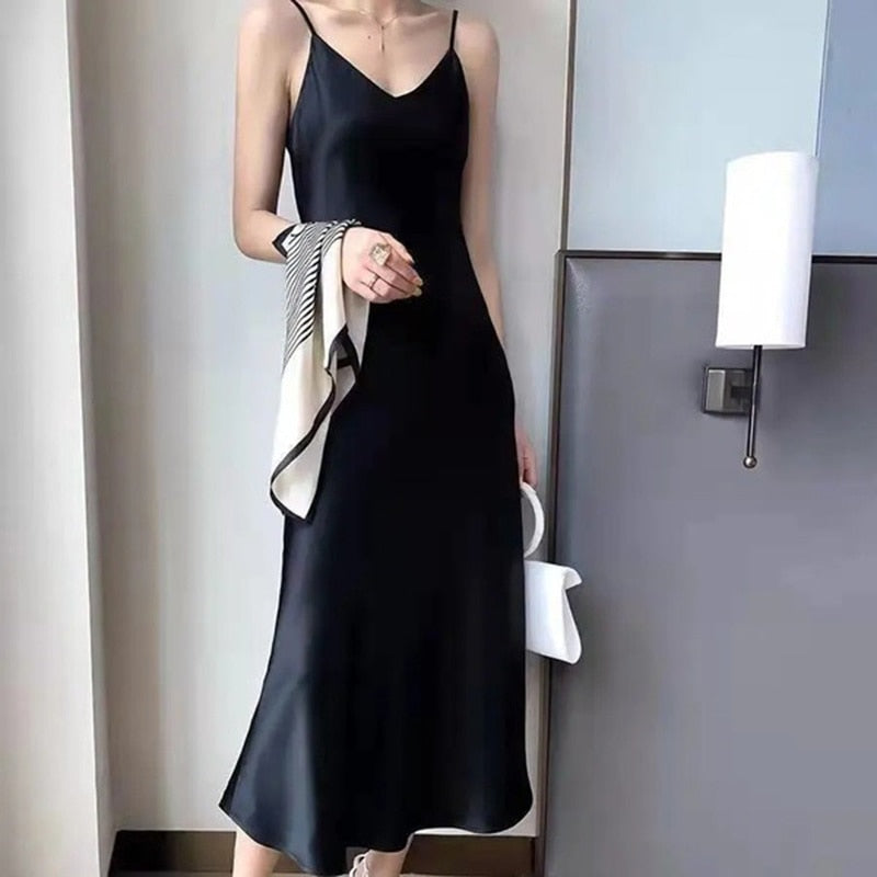 Satin Spaghetti Strap Dress - essentialslifeshop