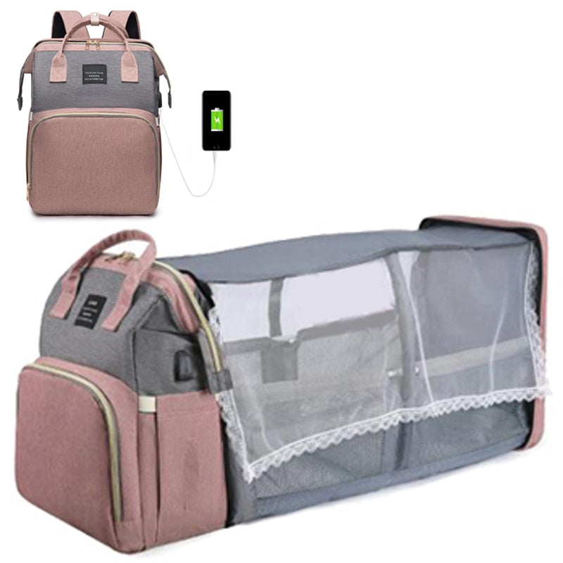 Folding Mommy Bag Portable Crib Bed - essentialslifeshop