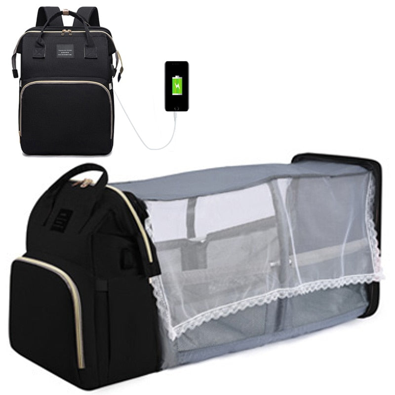 Folding Mommy Bag Portable Crib Bed - essentialslifeshop