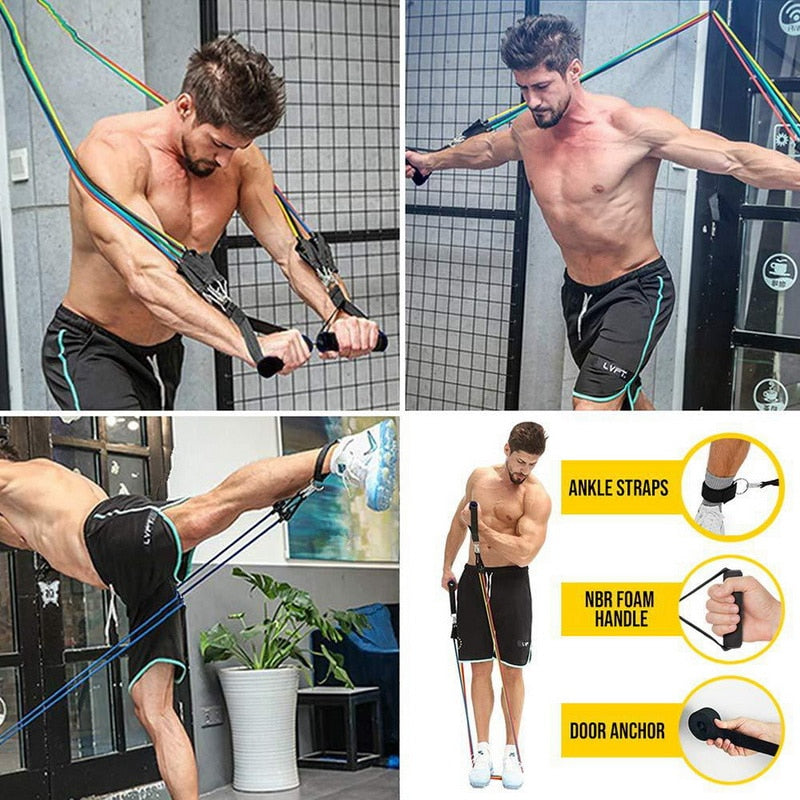 Resistance Bands Set with Door Anchor - essentialslifeshop