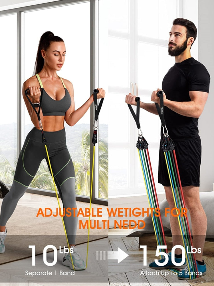 Resistance Bands Set with Door Anchor - essentialslifeshop
