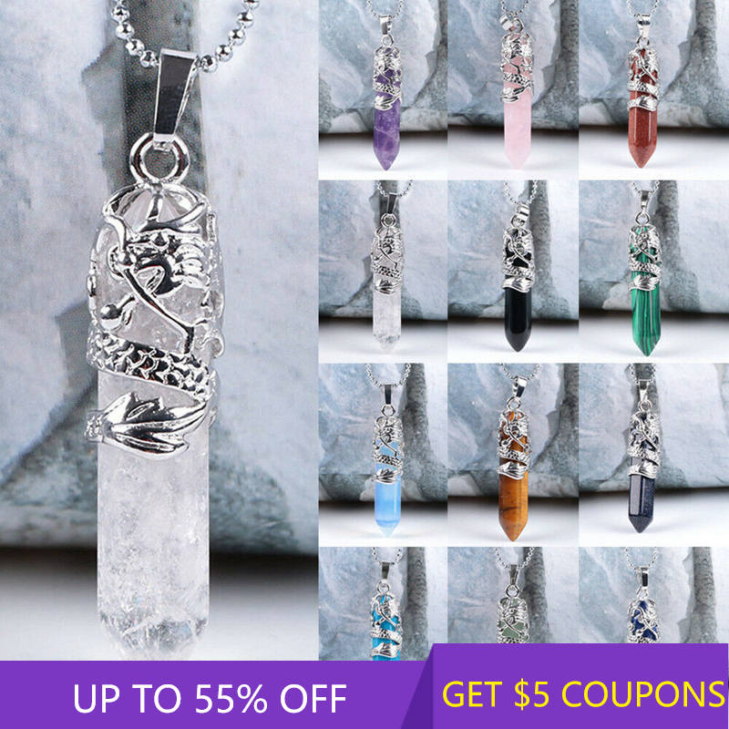 Crystal Point Hexagon Wand Necklace - essentialslifeshop