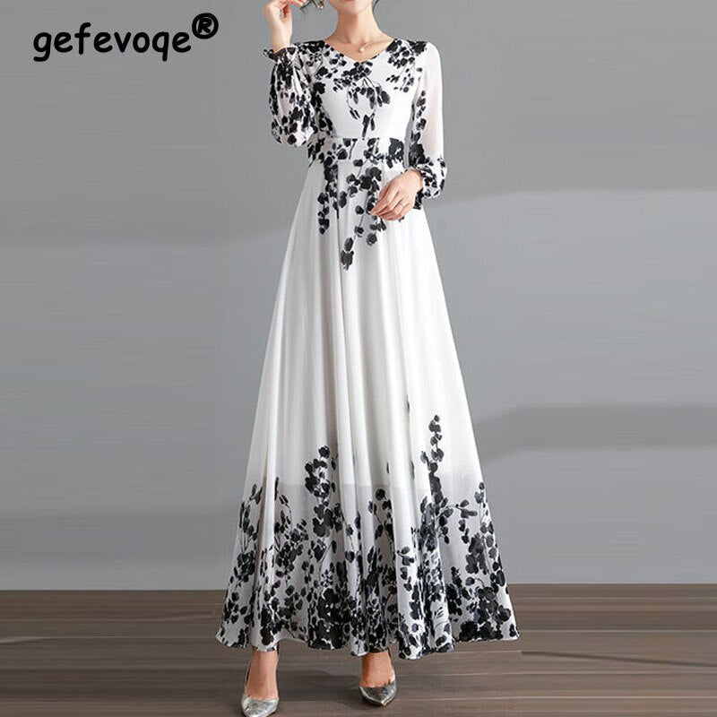 Vintage Ink Painting Printed Oversize Dress - essentialslifeshop
