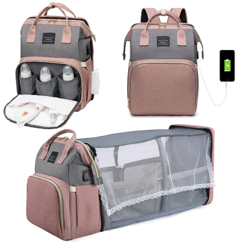 Folding Mommy Bag Portable Crib Bed