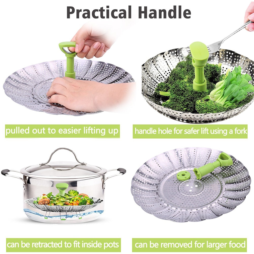 Stainless Steel Steaming Basket - essentialslifeshop