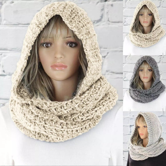 Knitted Warm Hooded Scarf - essentialslifeshop