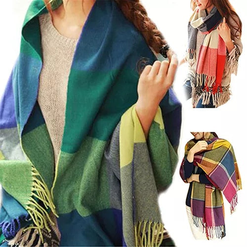 Plaid Scarf Long Wide Wrap Shawl - essentialslifeshop